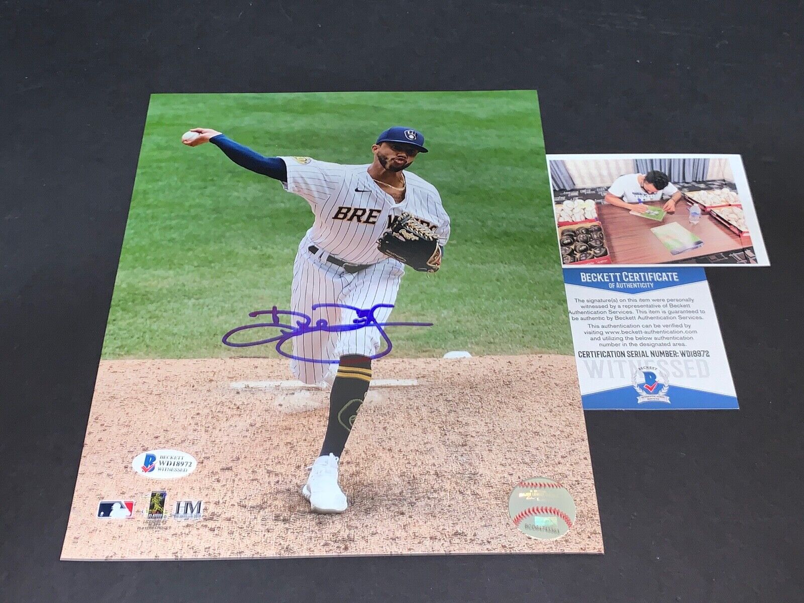 Devin Williams Brewers Autographed Signed 8x10 Photo Poster painting Beckett WITNESS COA a