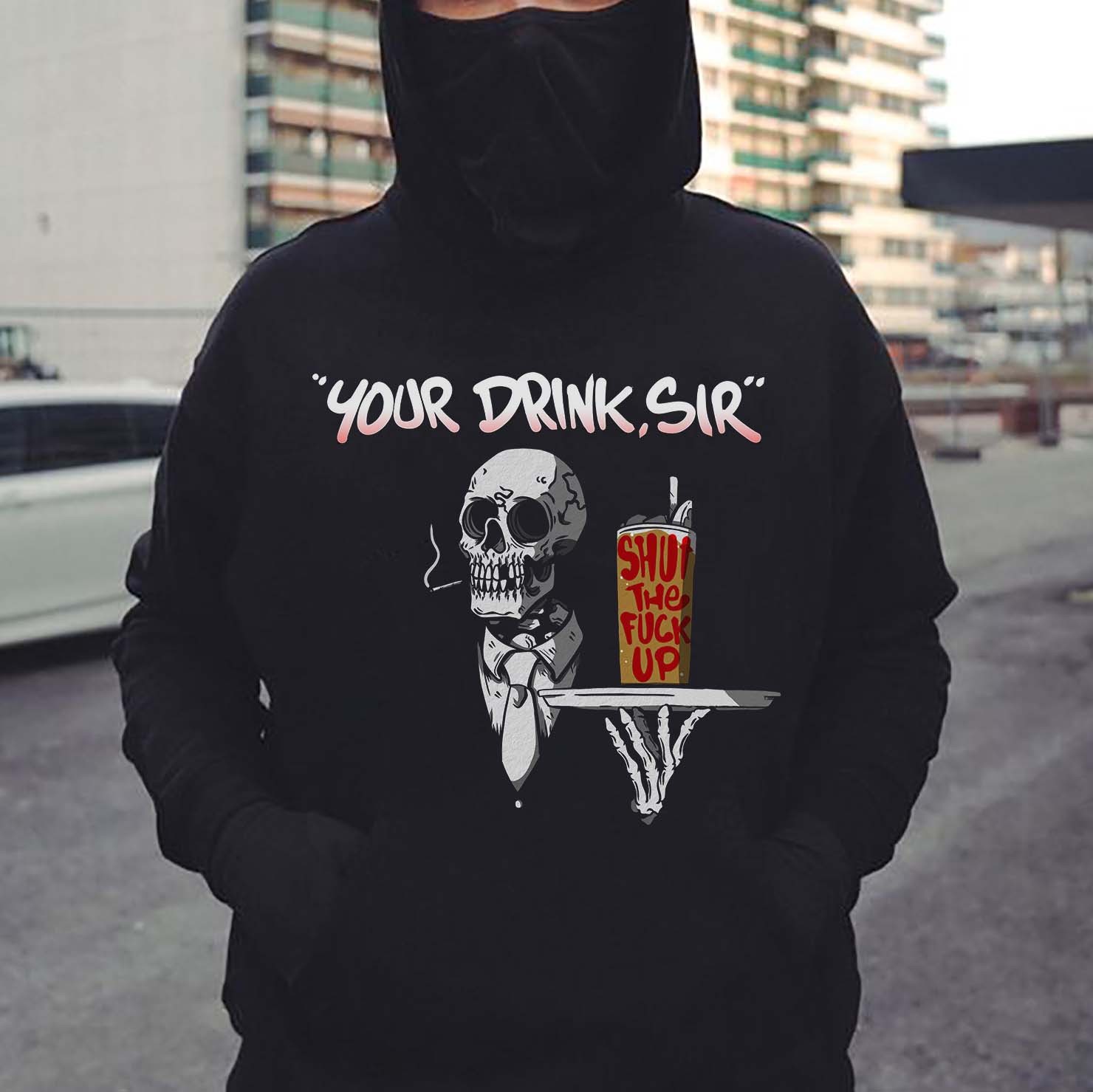 Your Drink, Sir Printed Men's Casual Hoodie