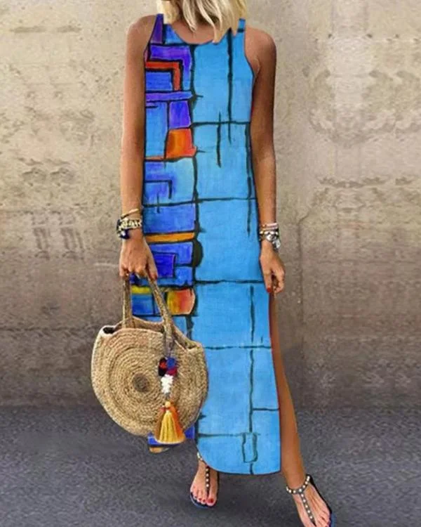 casual color block tunic camisole neckline shift dress p229888