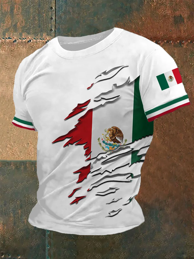 Polo casual da uomo con stampa della bandiera italiana