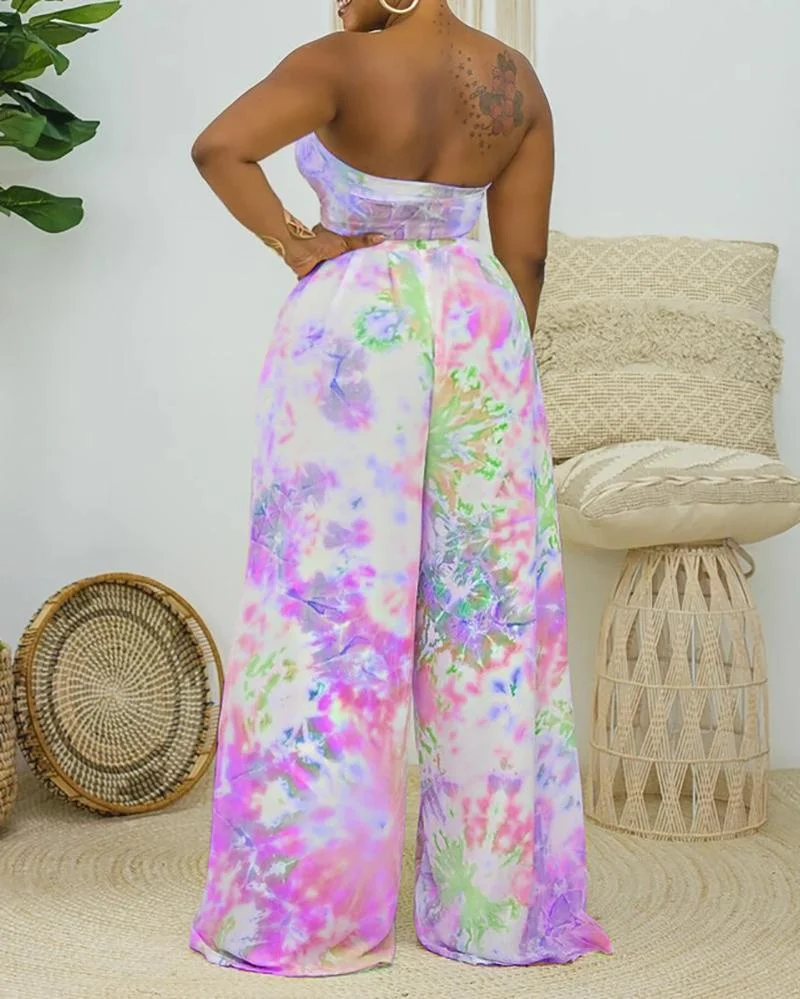 Tie-dye printed two piece set