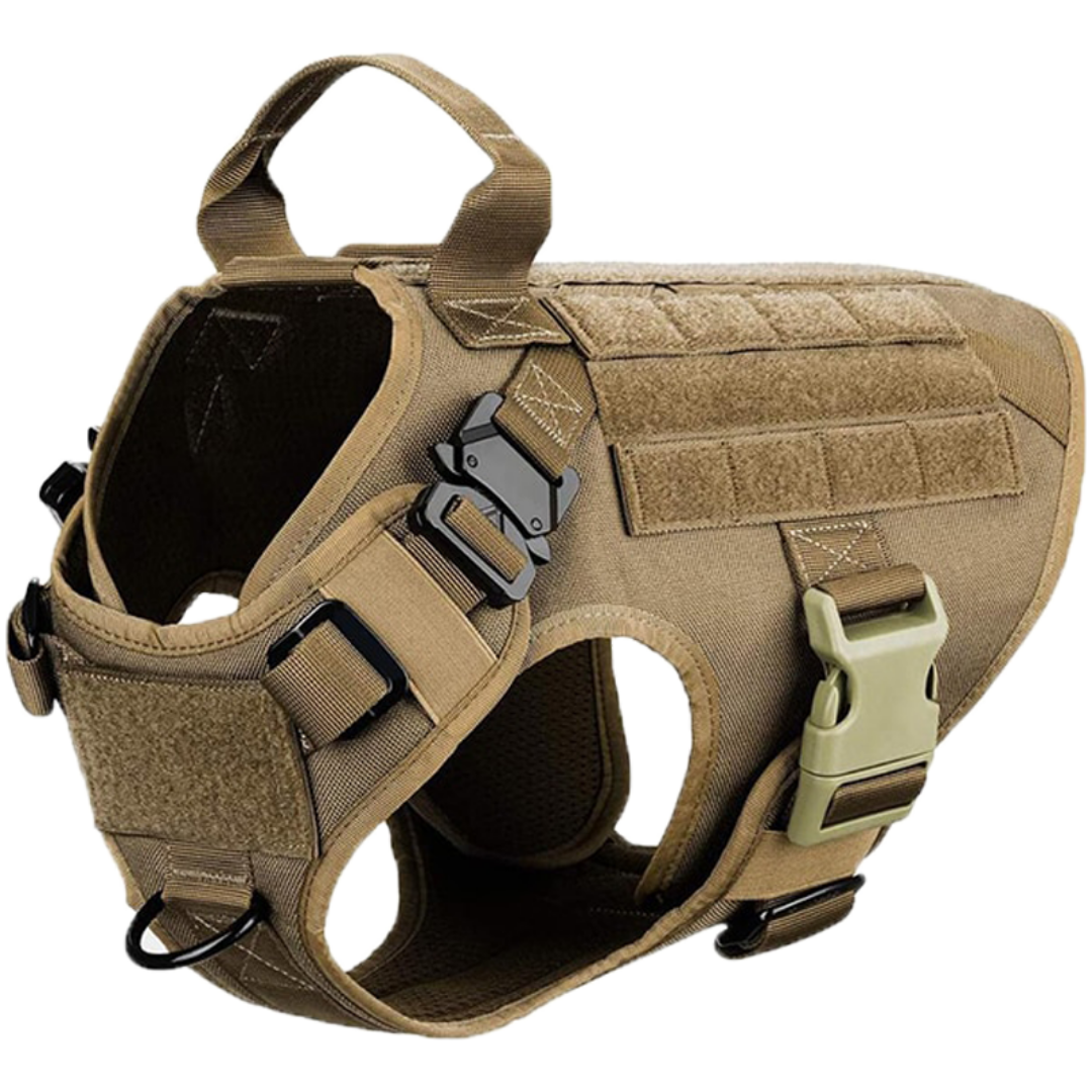 NEW Upgraded Heavy-Duty Metal-Buckle Tactical No-Pull Dog Harness With 2 D-Rings & Top Handle