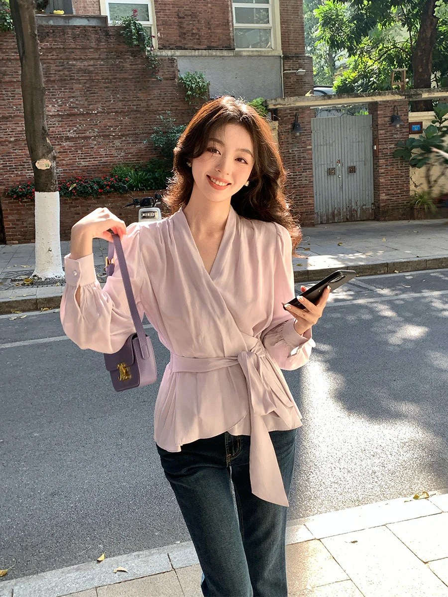 Nigikala Nigikala Xixi 13 Line 2025 Spring New Strap Solid Loose Shirt Long-Sleeved Top Woman 89181