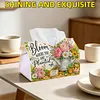 DIY Diamond Art Tissue Box Holder Plant PULeather Diamond Art Desktop Organizer Resin Rhinestone Storage Organizers Gem Art Home Office Decor Craft Gift for Women