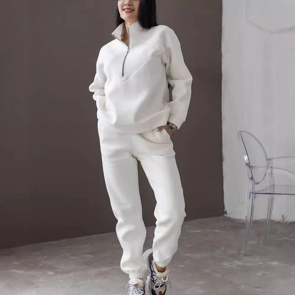 Nigikala Nigikala And Autumn 2023 Fashion Casual Hoodie Two Sets Of Long-Sleeved Solid Color Grip Velvet Feet Leisure Suit