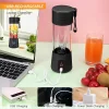 Portable Blender, Personal Mixer Fruit Ice Crushing Rechargeable with USB, Mini Blender for Smoothie, Fruit Juice, Milk Shakes, 13oz, Six 3D Blades for Great Mixing