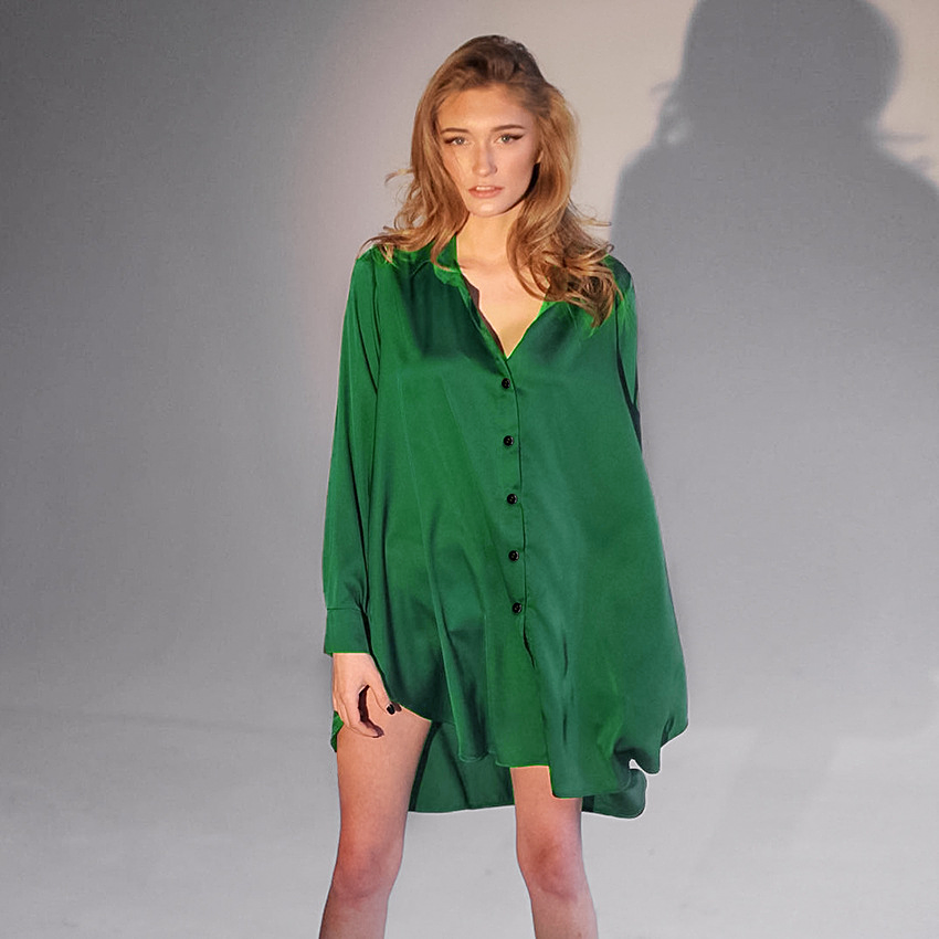 Long Sleeve Silk Chemise Nightgown