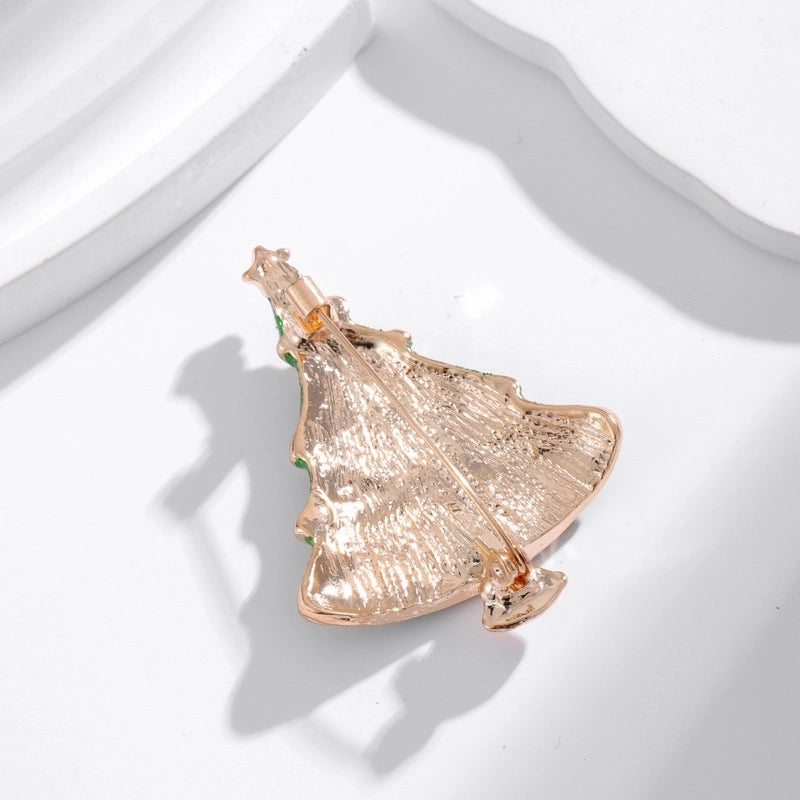 Cute Pin Christmas Tree Zinc Alloy Enamel Plating Inlay Rhinestones Unisex Brooches