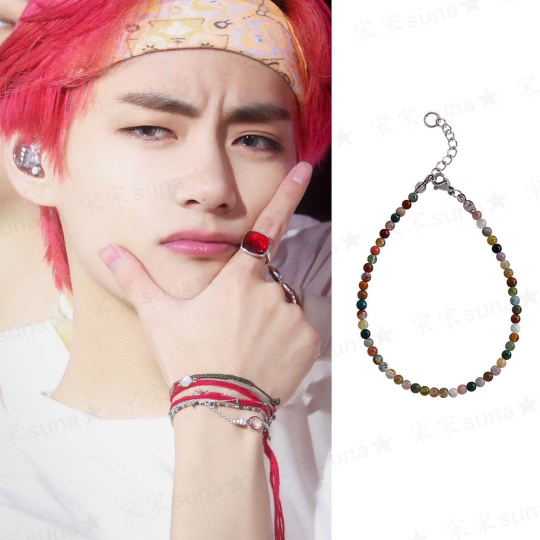 방탄소년단 V Color Agate Stone Beaded Bracelet