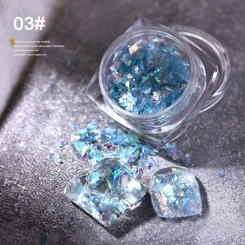Aluminum Foil Sequins For Nails Gold Silver Irregular Glitter Flakes Mirror Chrome Powder Manicures Winter Decorations Tools
