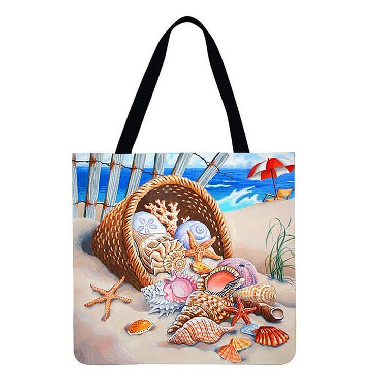 Beach Shell Linen Tote Bag