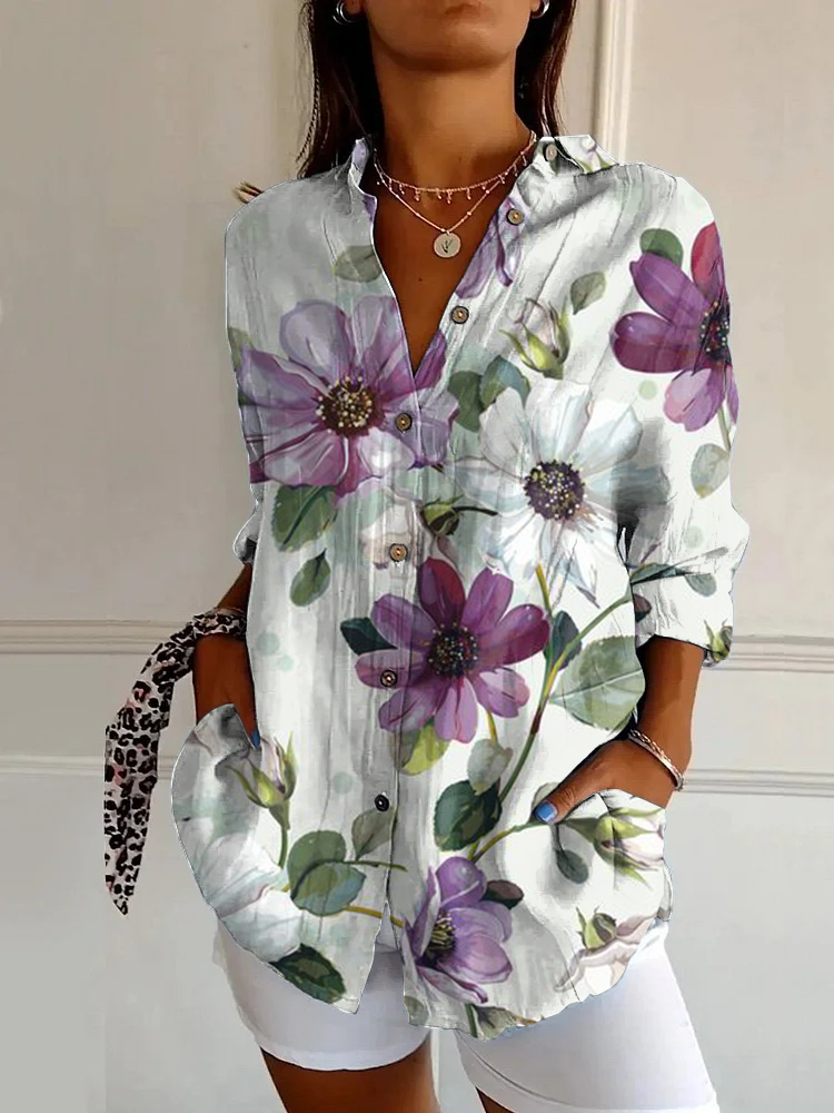 Floral Print Casual Long Sleeve Shirt