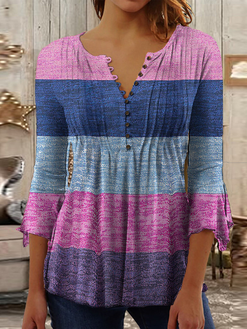 Women Half Sleeve V-neck Solid Color Dress