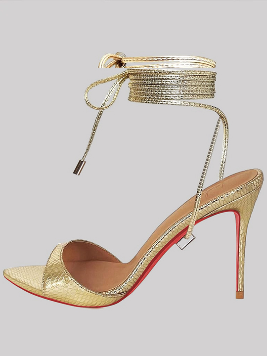 100mm Women's Red bottom High Heel Sandals Lace Up Stilettos Heels Strappy Ladies Slippers Party Wedding Banquet Shoes