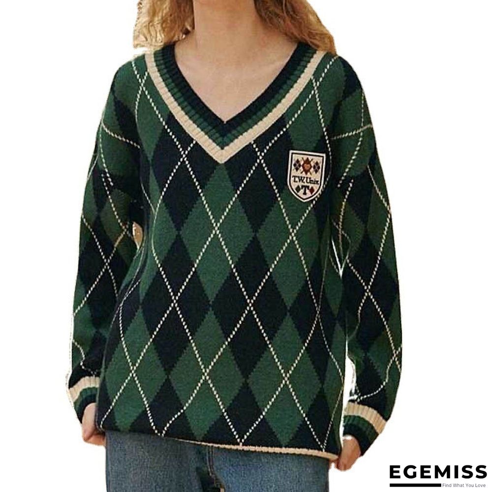 College Style Lingge V-neck Sweater | EGEMISS