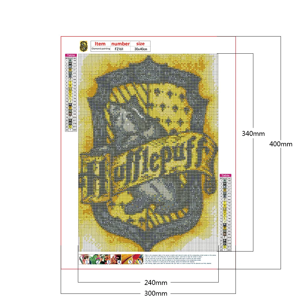 5D DIY Harry Potter Badge Full Square Drill Diamond Painting Kit Craft (D)