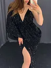 Sequined Asymmetric Evening Maxi Dress