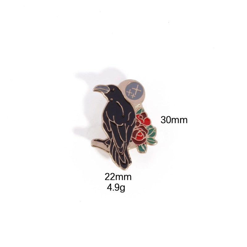 Retro IG Style Pin Crow Flower Alloy Unisex Brooches