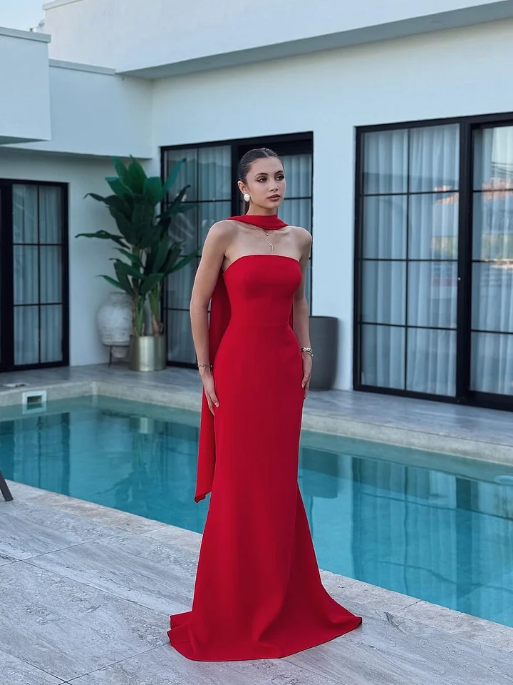 green emerald velvet dress Elegant 2 Pieces Mermaid Sweep Train Lace Red Prom Dress, 2 Pieces For –  jbydress main image 0