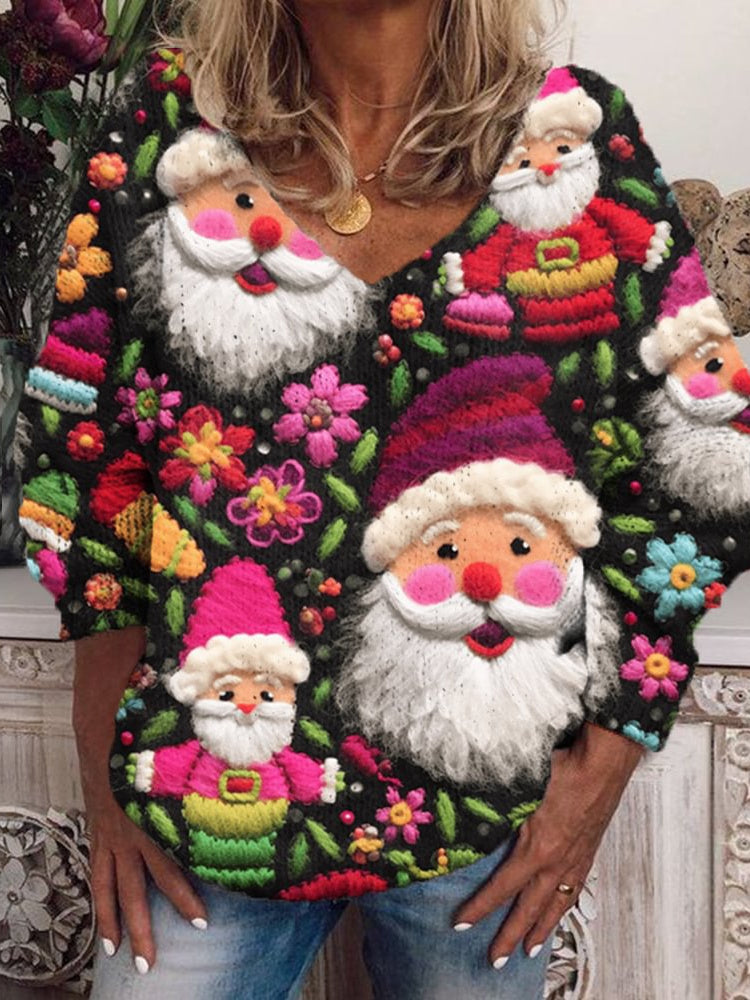 Women's Long Sleeve V-neck Graphic Printed Tops