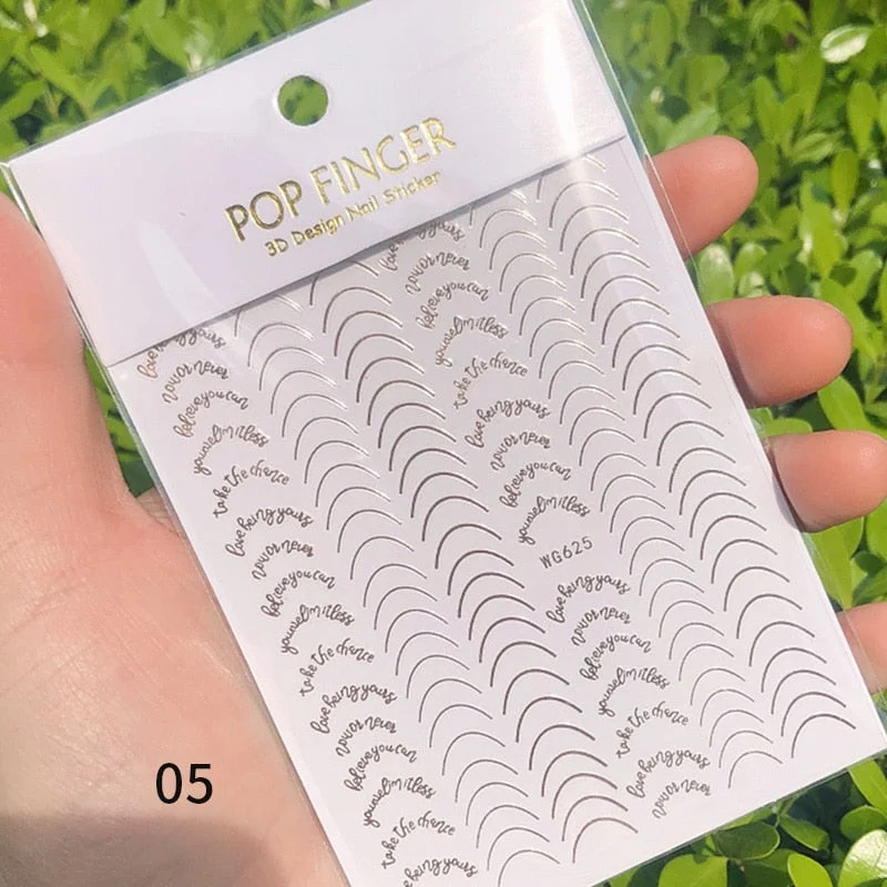 3D Stickers Bendable Gold Silver Lines Striping Tape Sticker Black White Lines Geometry Slider Decals For Manicures Decor