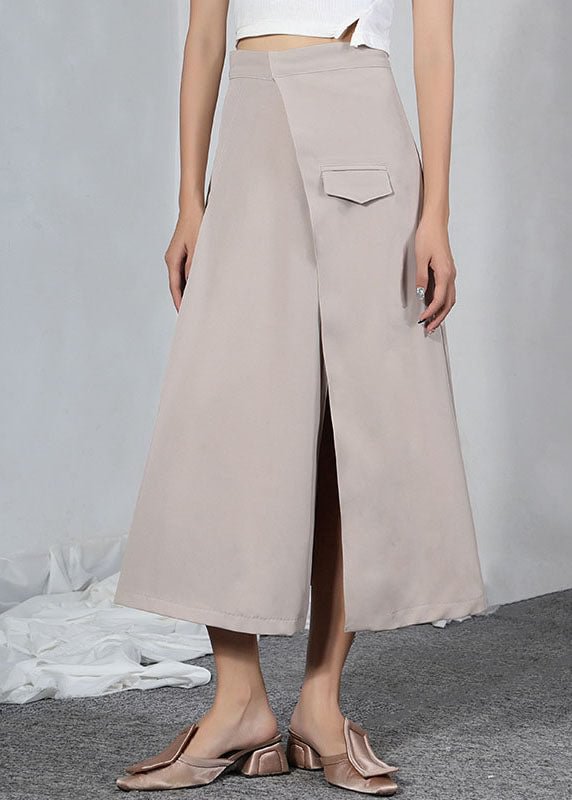 Khaki Asymmetrical Design Summer A Line Skirt CK2272- Fabulory