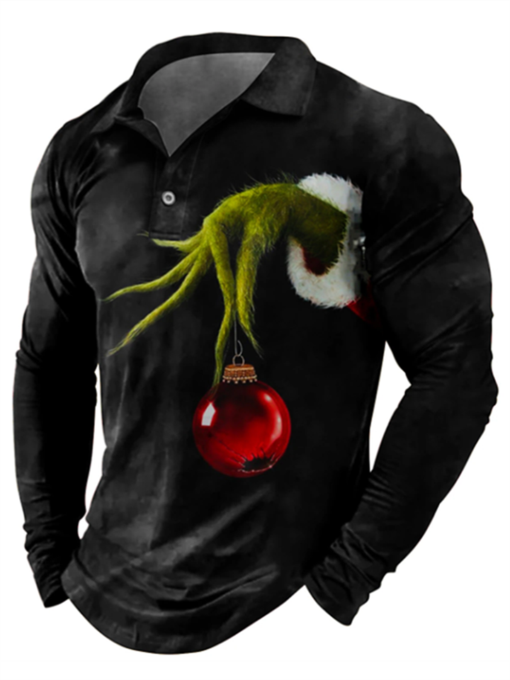 Men's Polo Shirt Golf Shirt Graphic Prints Turndown Wine Black Blue Brown Green 3D Print Street Casual Long Sleeve Button-Down Print Clothing Apparel Fashion Designer Casual Soft