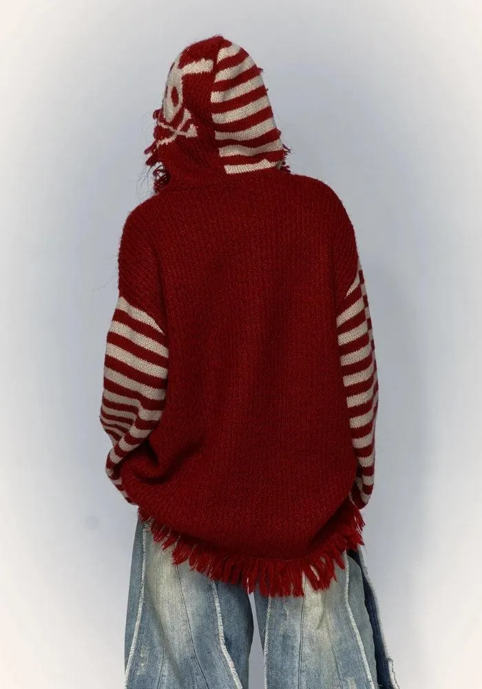 Brownm Tasseled Hooded Sweater