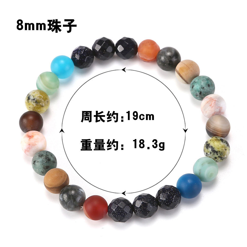 Cosmic Solar System Volcanic Stone Eight Planets Star Bracelet
