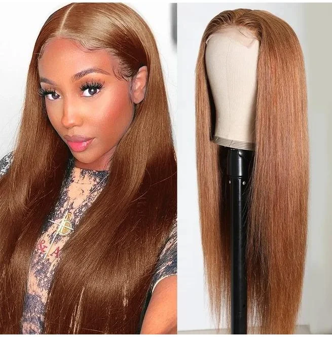 Hightlight Brown Centre Parting Wig Long Straight Wig