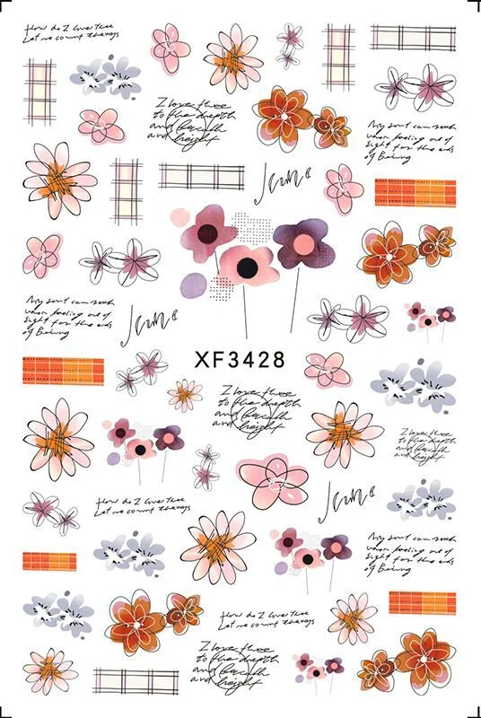 Black Rose Flower Heart 3D Nail Sticker Self-Adhesive Slider Art Decorations Valentine's Day Decals Manicure Accessories-Nail Inspo