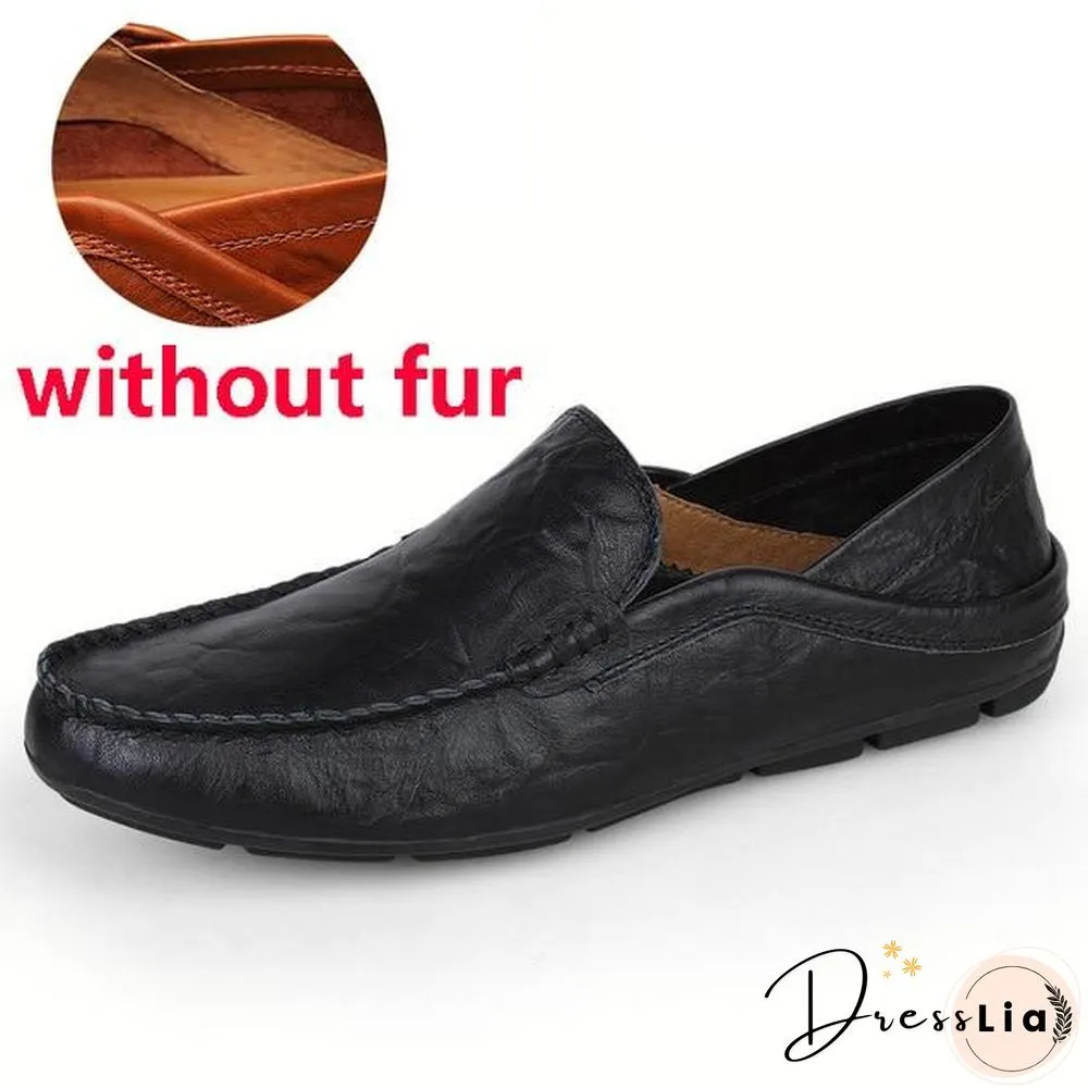 slip on casual men loafers mens moccasins shoes genuine leather men's flats shoes