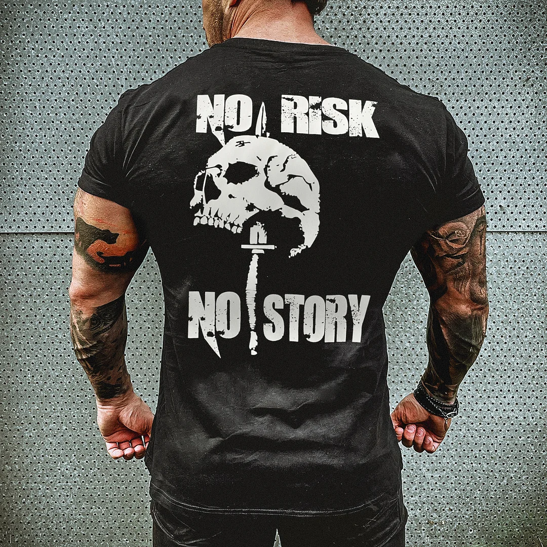Livereid No Risk No Story Skull Printed T-shirt - Livereid