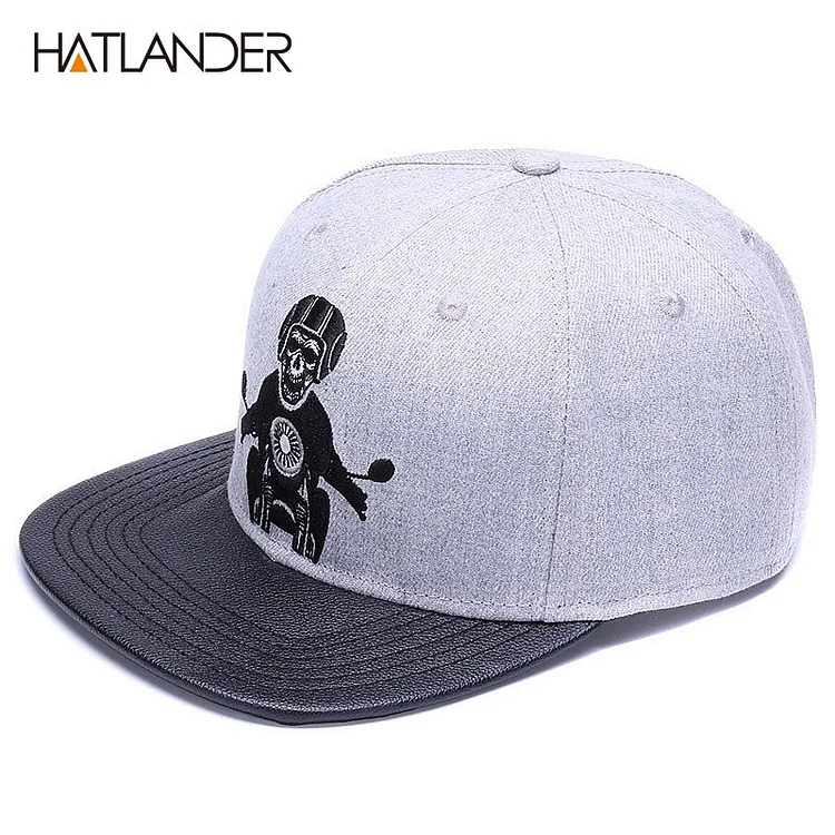 HATLANDER ORIGINAL Skeleton baseball cap adjustable men hats leather patch snapback caps gorras 6 panel bone fitted hip hop cap