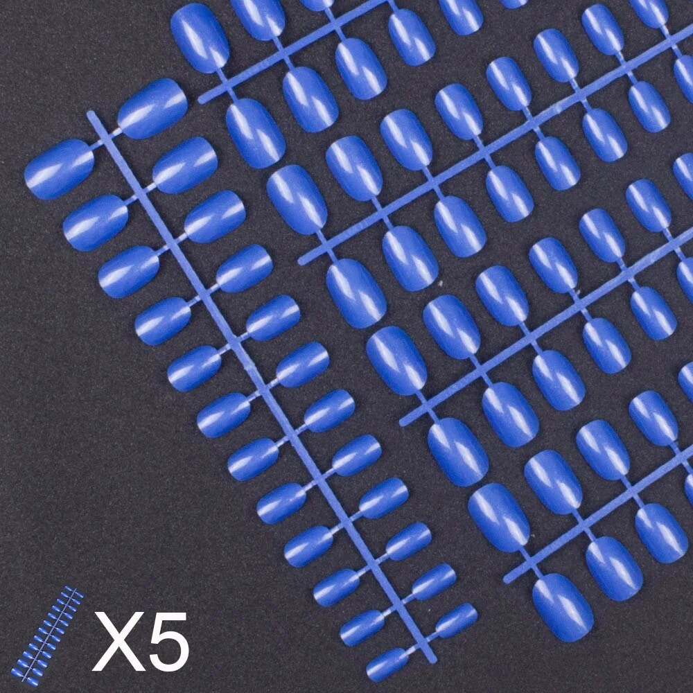 5 Set Mixed Colors 24 Pieces Per Set Fashion Round Colored False Nails Full Cover 10 Size Fake Nails for DIY Press on Nails-Nail Inspo