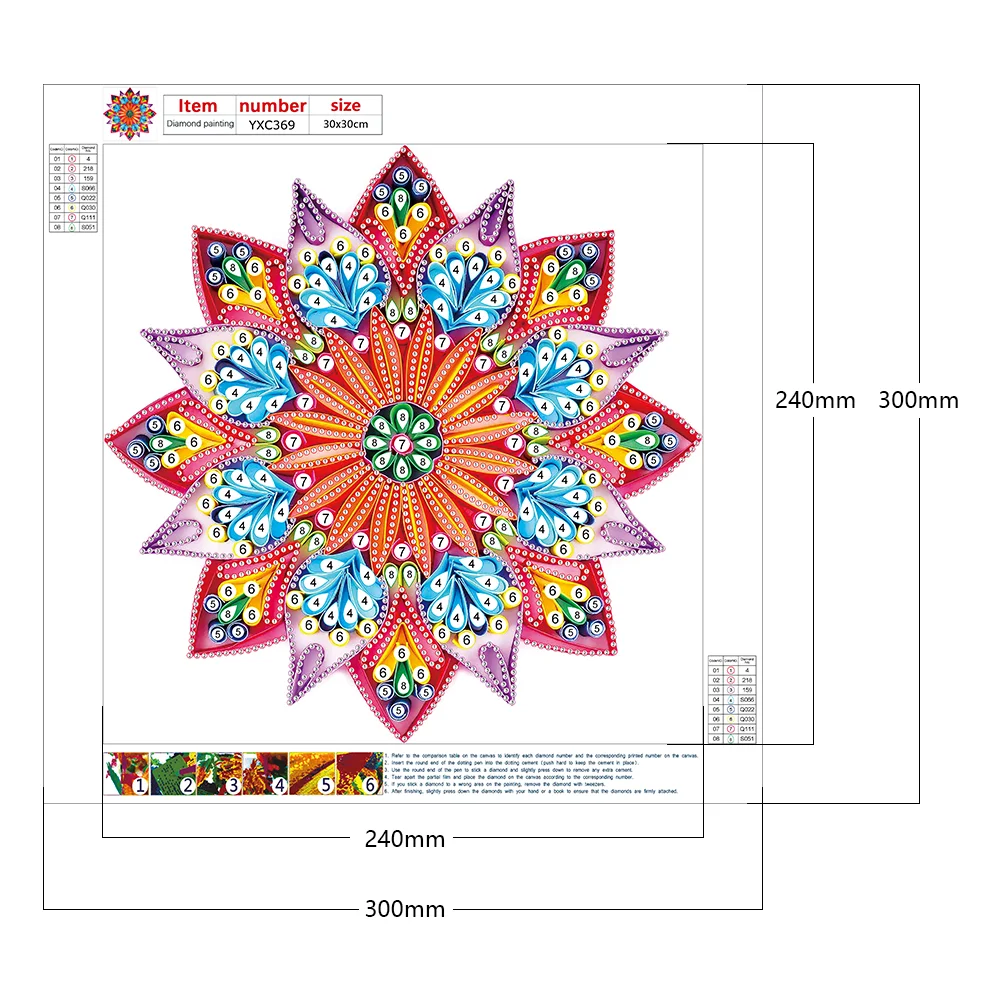 Special Shape Diamond Painting 30*30cm - Quilling Mandala