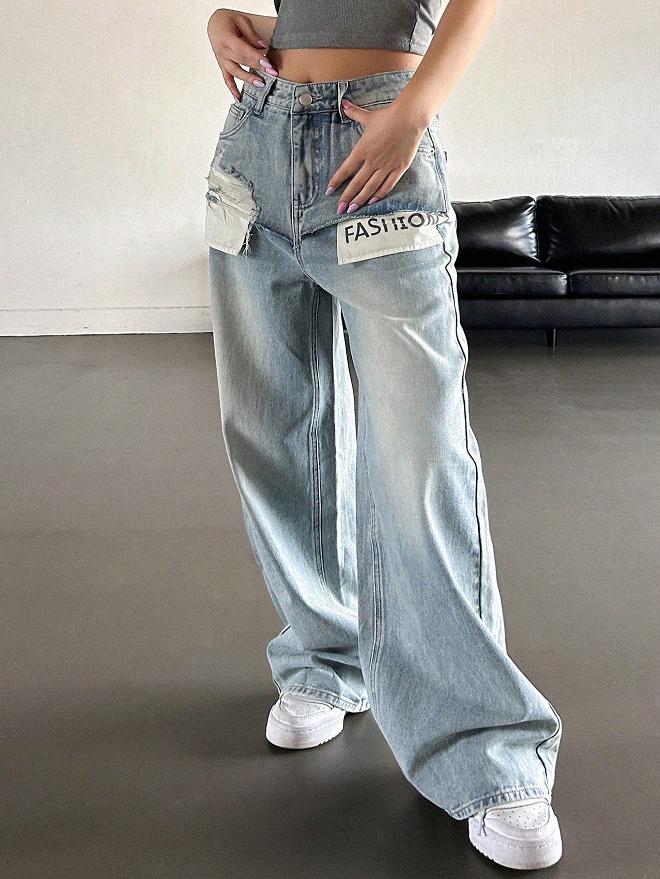 OLCooL Women Pure Color Simple Everyday Printed Jeans olcool
