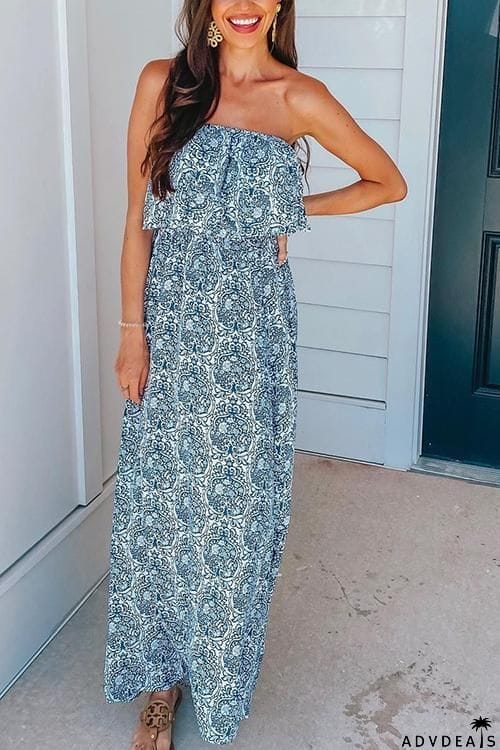 Print Off Shoulder Maxi Dress