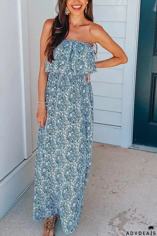 Print Off Shoulder Maxi Dress