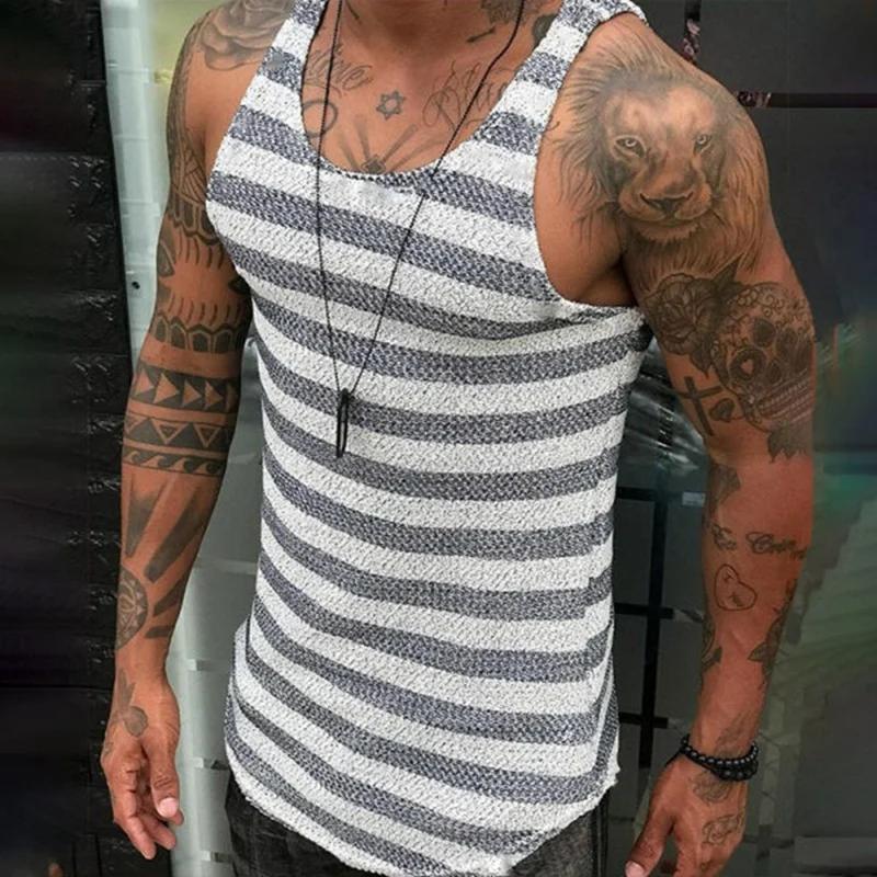 Uveng Uveng Men's Fashion Striped Men's Knitwear Sleeveless Sports Knitwear SY0019