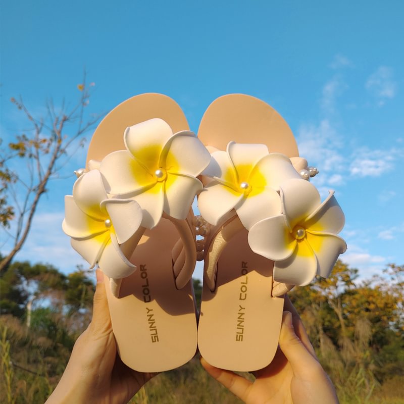 Women Beach Sandals Bohemian Sunny Color Flowers Cute Shoes Novameme