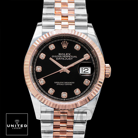 Rolex 126231 Black Dial Diamond Replica black background