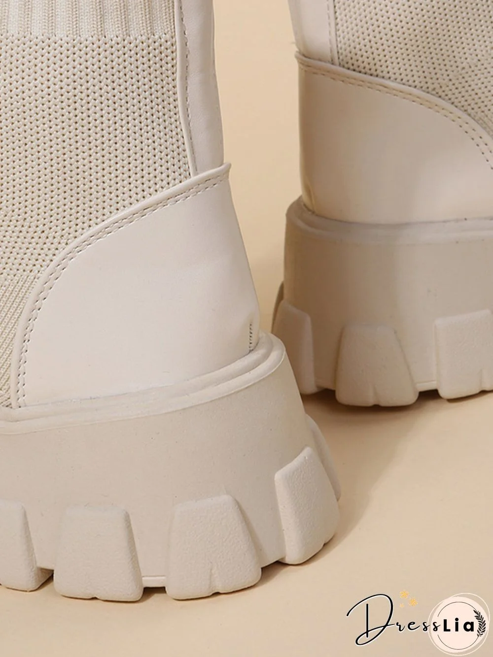 Versatile Platform Lace-Up Casual Black Short Flyknit Sock Boots