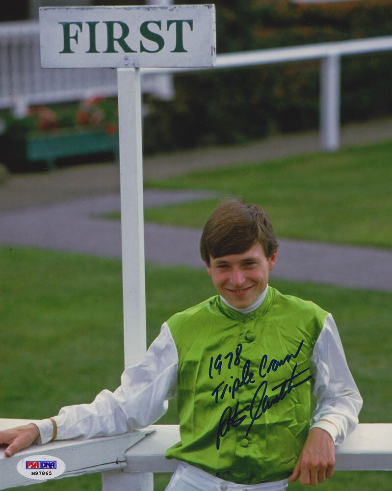 Steve Cauthen SIGNED 8x10 Photo Poster painting + 1978 Triple Crown PSA/DNA AUTOGRAPHED