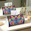 (25cm)Rainbow Floral Butterfly DIY Diamond Painting PU Tissue Holder Box