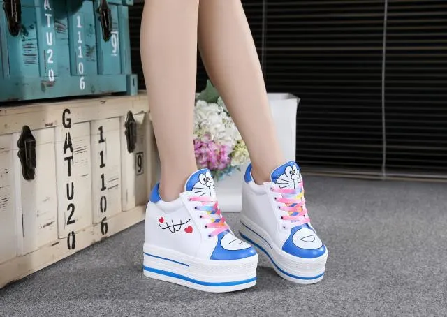 Women Sneakers 2022 Spring Autumn High Heels Ladies Casual Shoes Women Wedges Platform Shoes Female Thick Bottom Trainers W405