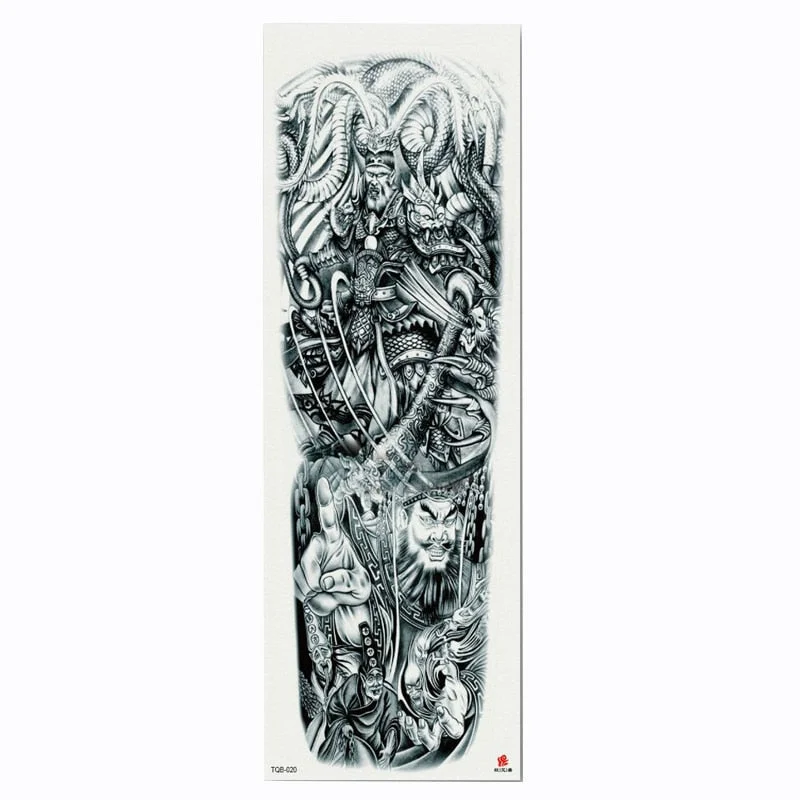 2018 New Full Flower Arm Tattoo Sticker Skeletons and Roses Temporary Body Paint Water Transfer Tattoo Sleeve
