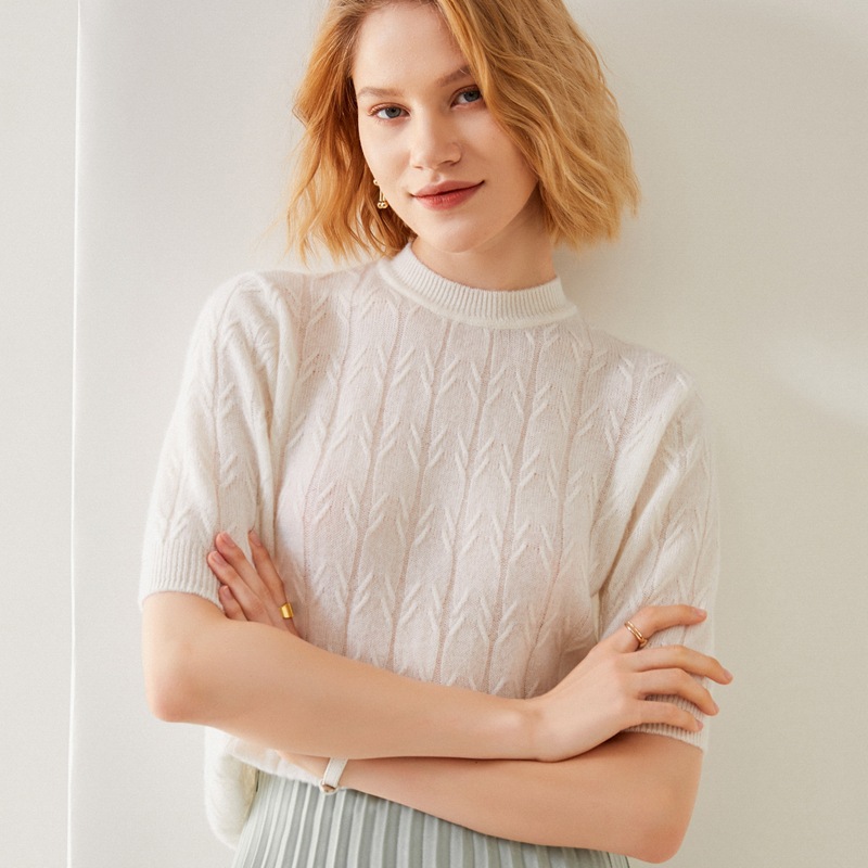 Women's Short Sleeve Cashmere Sweater REAL SILK LIFE