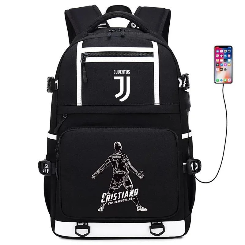 Buzzdaisy Football CR7 Forza Soccer#2 USB Charging Backpack School NoteBook Laptop Travel Bags