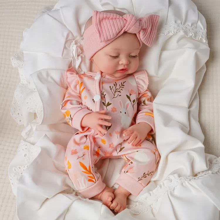 Babeside Nancy 12"/16" Silicone Reborn Baby Girl Doll &ndash; Bunny Floral Sleeping Doll Gift